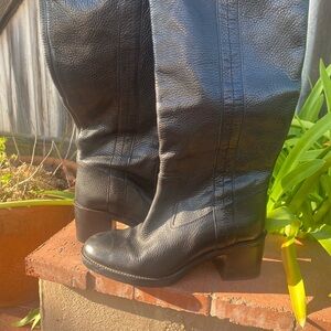 Geox Black Leather Heeled Boots